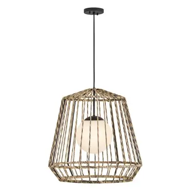 Suspension Extérieur ARLEN 60W MAX E27 Noir & Rotin Cage ELSTEAD LIGHTING HK-ARLEN-P1-L-BK