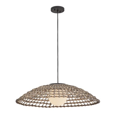 Suspension Extérieur ARLEN 60W MAX E27 Noir & Rotin ELSTEAD LIGHTING HK-ARLEN-P2-L-BK