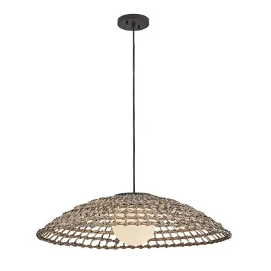 Suspension Extérieur ARLEN 60W MAX E27 Noir & Rotin ELSTEAD LIGHTING HK-ARLEN-P2-L-BK