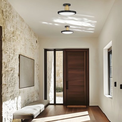 Plafonnier KIERAN 32W LED Noir & Laiton ELSTEAD LIGHTING HK-KIERAN-LED-SF-BK-LCB