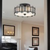 Plafonnier SENTRY 2x60W MAX E27 Noir & Verre d'Art ELSTEAD LIGHTING QZ-SENTRY-2SF-BK