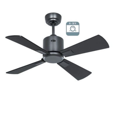 Ventilateur plafond Eco Neo III 92cm Gris Basalte Noir et Teck 0-10 Volts CASAFAN 9520111