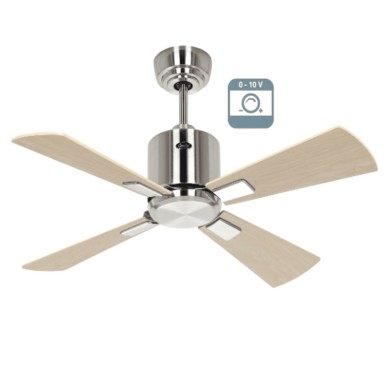 Ventilateur plafond Eco Neo III 92cm Chrome brossé Érable et hêtre 0-10 Volts CASAFAN 9420211