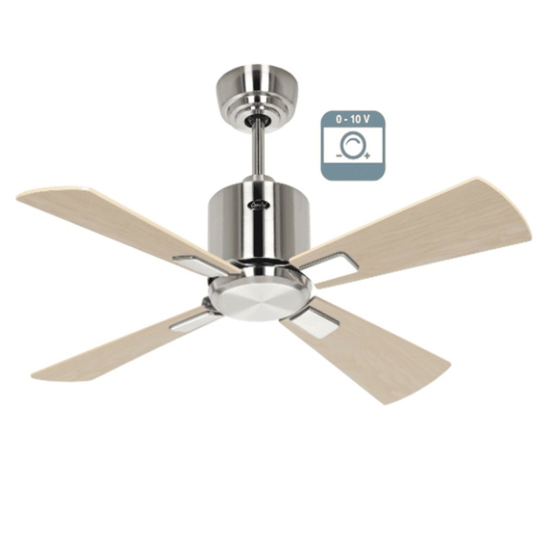 Ventilateur plafond Eco Neo III 92cm Chrome brossé Érable et hêtre 0-10 Volts CASAFAN 9420211