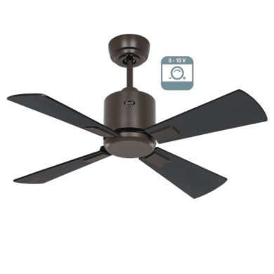 Ventilateur plafond Eco Neo III 92cm Bronze Noir et Teck 0-10 Volts CASAFAN 9490011