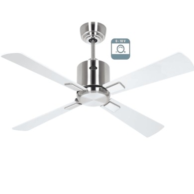 Ventilateur plafond Eco Neo III 103cm Chrome brossé Blanc et gris clair 0-10 Volts CASAFAN 9421311