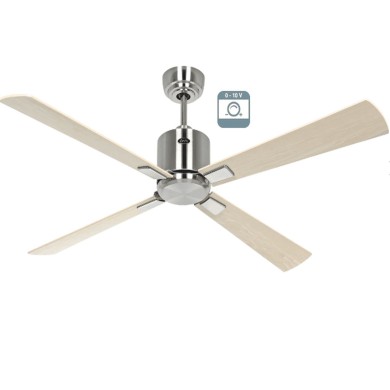 Ventilateur plafond Eco Neo III 132cm Chrome brossé Érable et hêtre 0-10 Volts CASAFAN 9422221