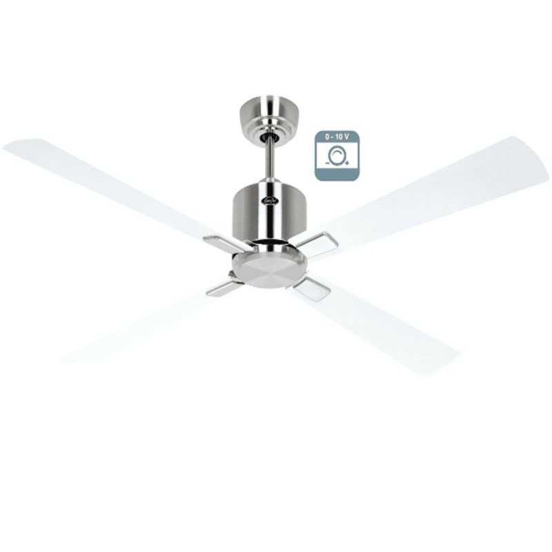 Ventilateur plafond Eco Neo III 132cm Chrome brossé Blanc et gris clair 0-10 Volts CASAFAN 9422321