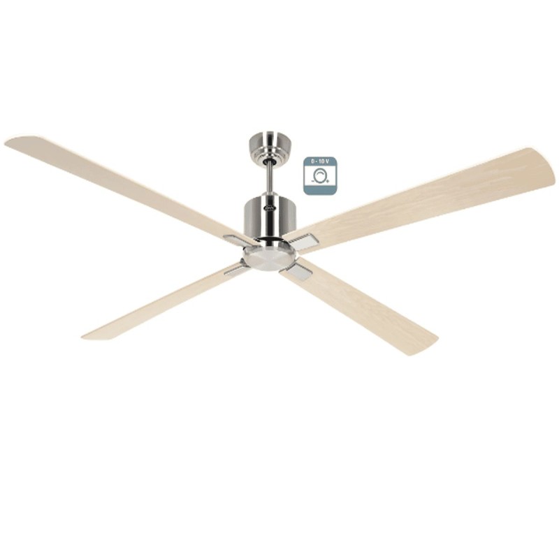 Ventilateur plafond Eco Neo III 180cm Chrome brossé Érable et hêtre 0-10 Volts CASAFAN 9424261
