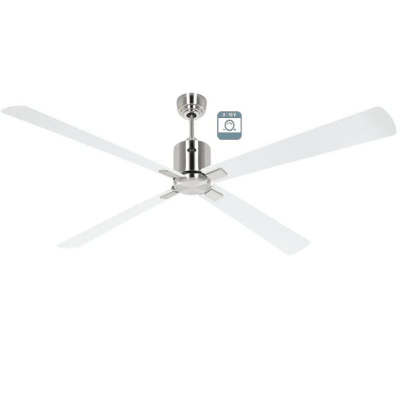 Ventilateur plafond Eco Neo III 180cm Chrome brossé Blanc et gris clair 0-10 Volts CASAFAN 9424091