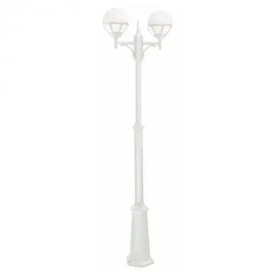 Lampadaire exterieur BLANC BOLOGNA 2x46W Max 254cm Opale NORLYS 363VI
