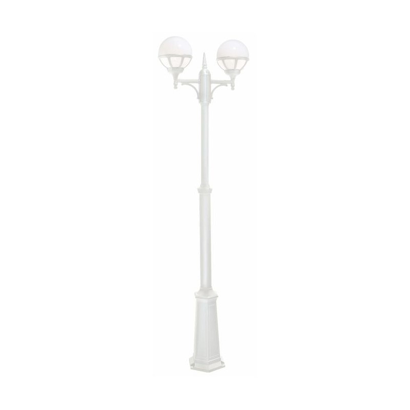 Lampadaire exterieur BLANC BOLOGNA 2x46W Max 254cm Opale NORLYS 363VI