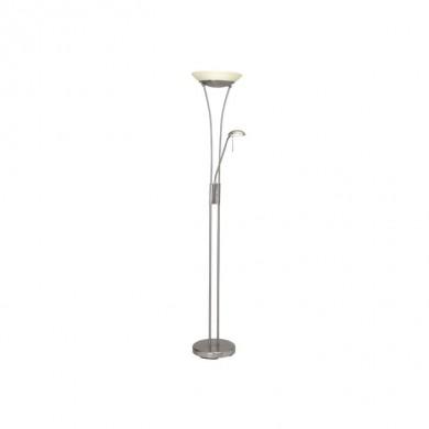 Lampadaire avec liseuse FINN 1x18W LED intégrée ACIER VERRE BLANC BRILLIANT G93035/13