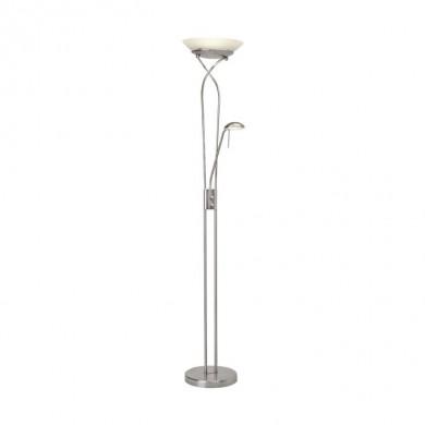 Lampadaire avec liseuse et variateur OLLIE 1x18W LED intégrée ACIER VERRE BLANC BRILLIANT G93036/13