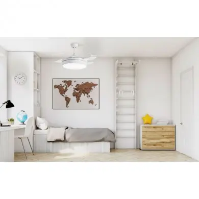 Ventilateur Plafond Blanc Retractable BOMBAY 108cm BOUTICA DESIGN 72150