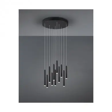 Suspension Tubular Noir Mat 11x2W SMD LED D40 TRI_321691132 321691132 Suspension Tubular Noir Mat 11x2W SMD LED D40 TRIO LIGHTING 321691132