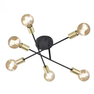 Plafonnier Boule Cross Noir Mat 6x40W E27 TRI_606700632 606700632 Plafonnier Boule Cross Noir Mat 6x40W E27 TRIO LIGHTING 606700632