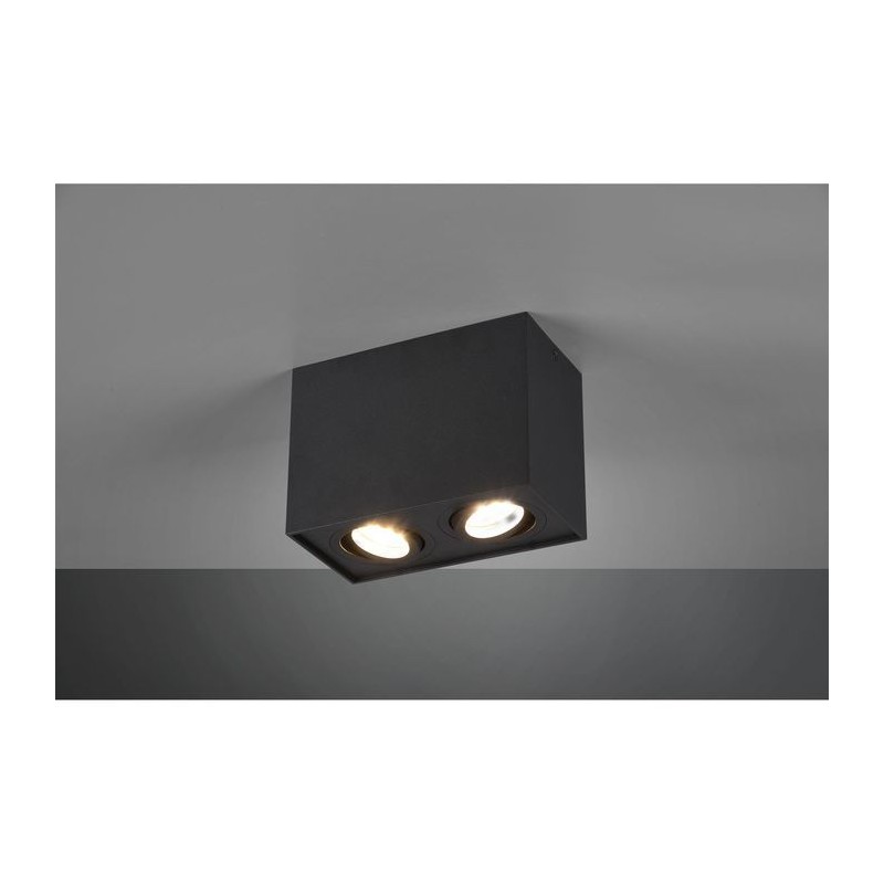 Plafonnier Biscuit Noir Mat 2x35W GU10 TRIO LIGHTING 613000232