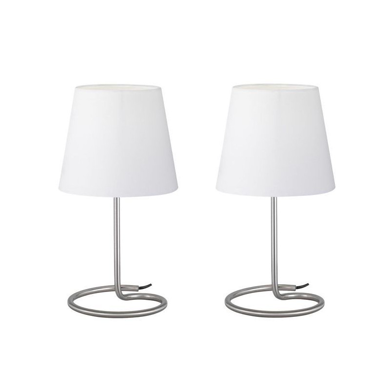 Lampe de table Twin Nickel Mat Blanc 2x40W E14 REALITY R50272001