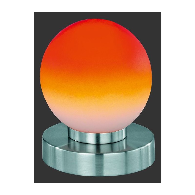 Corps: metal Prinz 1xE14 max.40,0 W Verre Lampe de table Nickel mat Ø:12,0cm H:15,0cm IP20,Interrupteur tactile 4 niveaux Orange Reality 