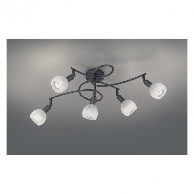 Plafonnier Brest Noir Mat 5x28W E14 TRI_R60595032 R60595032 Plafonnier Brest Noir Mat 5x28W E14 REALITY R60595032