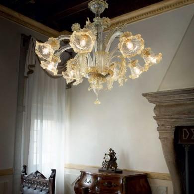 Lustre Design Italien RIALTO Ambre 8x40W IDEAL LUX 4099