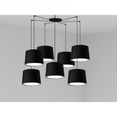 Suspension Conga Noir 7x15W Max E27 FARO 64314-56-7L