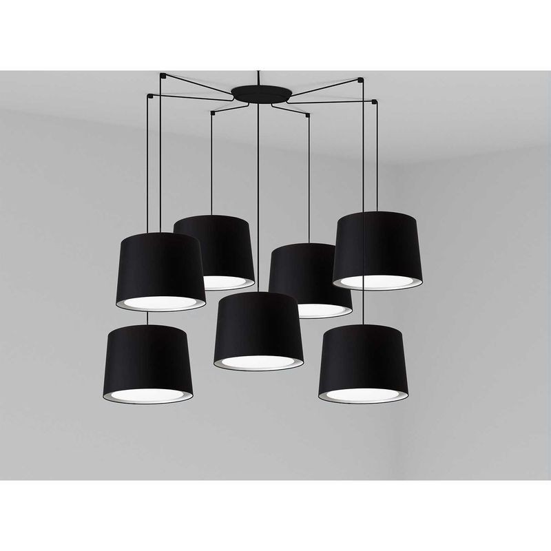 Suspension Conga Noir 7x15W Max E27 FARO 64314-56-7L