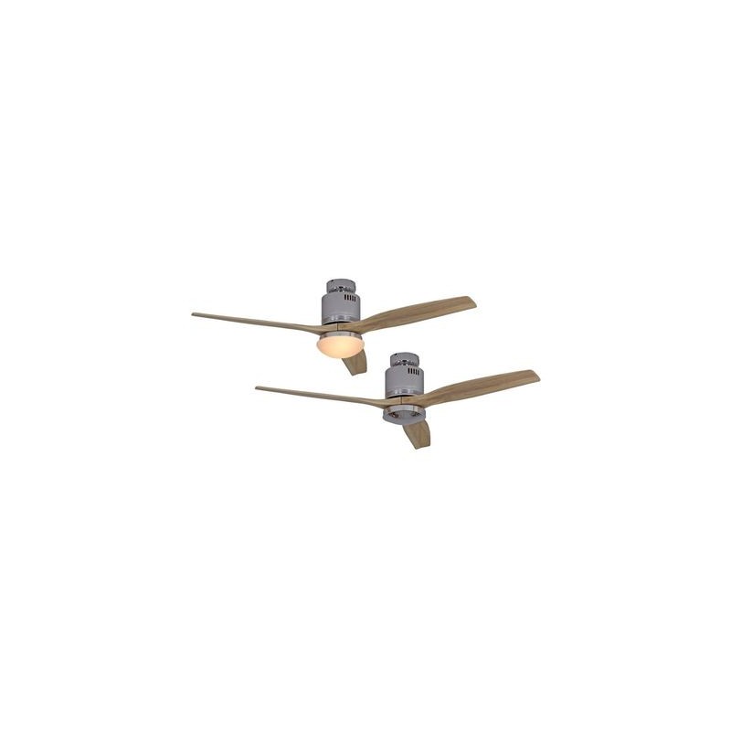 Ventilateur de Plafond Aerodynamix Eco 132cm Chrome Poli Bois naturel CASAFAN 93132313