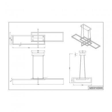 Suspension Salinas Laiton mat 1x34W SMD LED TRIO LIGHTING 320310308