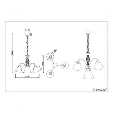 Lustre Rustica Rouille 3x40W E14 TRIO LIGHTING 101000324