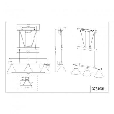 Suspension Stamina Nickel mat 3x40W E14 TRIO LIGHTING 3751031-07