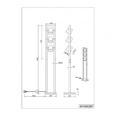 Lampadaire Industriel Bell Nickel antique 3x25W E14 TRIO LIGHTING 401900367