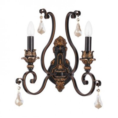 Applique Murale Country Noir et Doré 2x60W CH_254028502 254028502 Applique Murale Country Noir et Doré 2x60W Chiaro 254028502