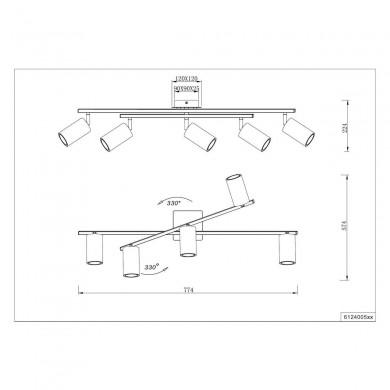 Plafonnier Marley Laiton fumé 5x35W GU10 TRIO LIGHTING 612400504