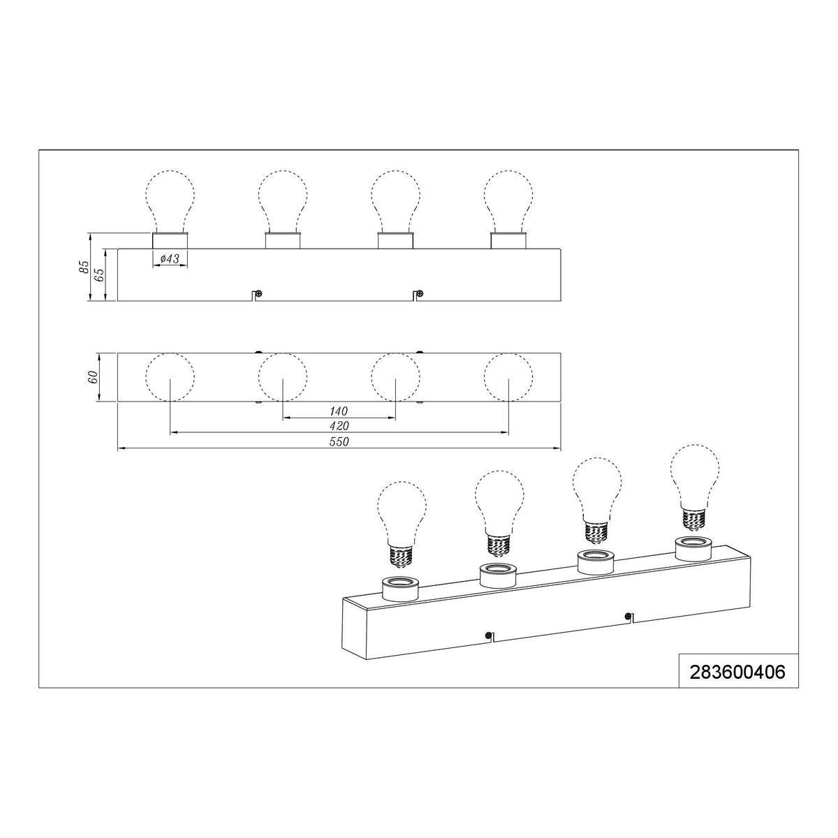 Applique theatro chrome 4x10w e27 trio 283600406