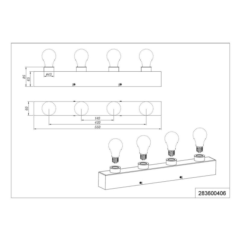 Applique theatro chrome 4x10w e27 trio 283600406