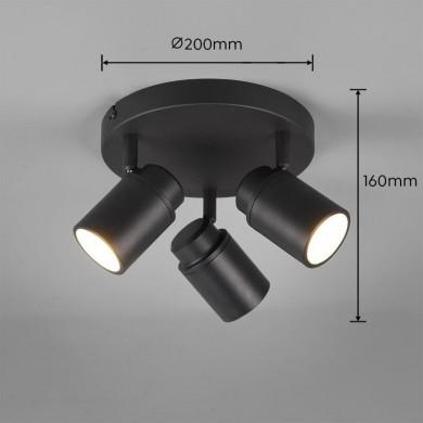 Plafonnier Salle de Bain IP44 Angelo Noir mat 3x5W GU10 TRIO LIGHTING 880430332