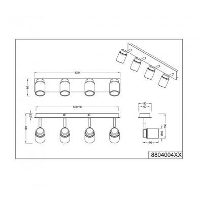 Plafonnier Salle de Bain Angelo Chrome 4x5W GU10 TRIO LIGHTING 880400406