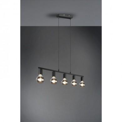 Suspension Boule Vannes Noir mat 5x40W E27 TRIO LIGHTING R30185032