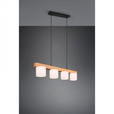 Suspension Cameron Bois naturel Blanc 4x28W E14 TRIO LIGHTING R30654001