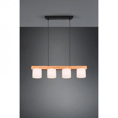 Suspension Cameron Bois naturel Blanc 4x28W E14 TRIO LIGHTING R30654001