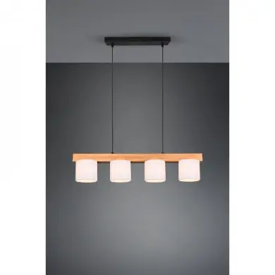 Suspension Cameron Bois naturel Blanc 4x28W E14 TRI_R30654001 R30654001 Suspension Cameron Bois naturel Blanc 4x28W E14 TRIO LIGHTING R30654001
