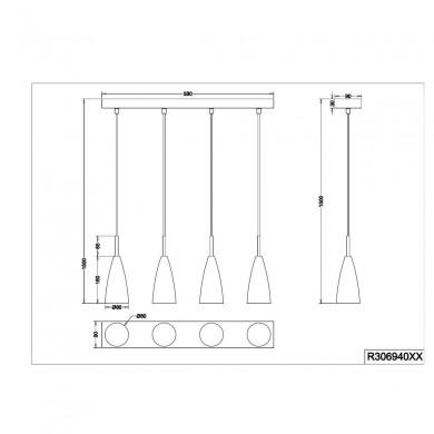 Suspension Industrielle Farin Nickel mat 4x25W E14 TRIO LIGHTING R30694007