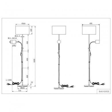 Lampadaire Owen Noir 1x42W E27 TRIO LIGHTING R40192002