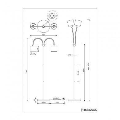 Lampadaire Tommy Nickel mat 2x40W E14 TRIO LIGHTING R46332001