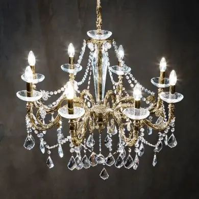Lustre CONTARINI CRYSTAL 8x60W E14 Laiton antique KOLARZ 1299.88.4.SpT