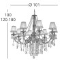 Lustre PISANI CRYSTAL 8x60W E14 Or KOLARZ 1301.88.3.SpT