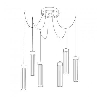 Suspension Araignée RAGGIO 6x25W E14 Feuille d'or KOLARZ 6009.30630
