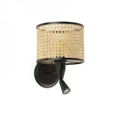 Applique Murale Mambo Noir Rotin Liseuse 1x15W E27 FAR_64309-47 64309-47 Applique Murale Mambo Noir Rotin Liseuse 1x15W E27 FARO 64309-47